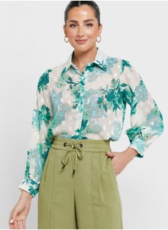 Buy Printed Cuff Detail Shirt in UAE