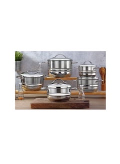 Buy 10 Piece Turkish Stainless Steel Cookware Set 18/10 Gold/Silver in Saudi Arabia