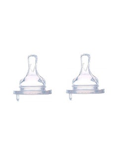 Buy Pack Of 2 Silicone Nipple Wide Neck 0 Months+ in UAE