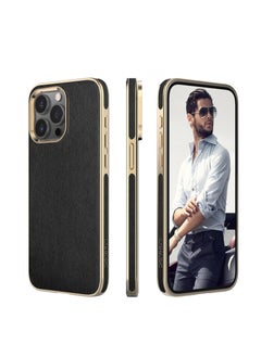 Buy For iPhone 16 Pro Max Leather Case, Business Luxury Classic PU Leather Elegant Designer Men Cover Soft Non-Slip Grip Phone Cases for iPhone 16 Pro Max  (Black) in UAE