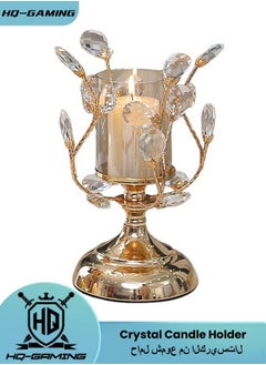 Buy Flower Branch Crystal Candle Holder Decoration Lamp Luxury Romantic Dining Table Candle Light Dinner Props Home Decoration Candle Holder Candlestick (22CM) in Saudi Arabia