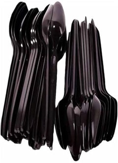 اشتري Black Plastic Spoon - Heavyweight Disposable Spoon, Heavy Duty Black Cutlery - Plastic Utensils - Perfect for Parties and Restaurants - 50 Pieces. في مصر