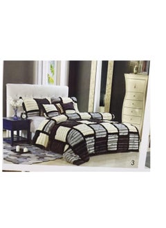 Buy Velvet Winter faux fur Comforter Set 6 Pcs, fitted bedsheet and fixed duvet 220 * 240cm King Size in UAE