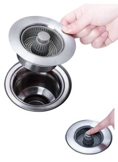 اشتري 3-in-1 Kitchen Sink Stopper Strainer, 304 Stainless Steel Pop Up Sink Stopper Anti-Clogging Sink Strainers, for Kitchen Sink Accessories for US Standard 3-1/2 inch Drain Filter في الامارات