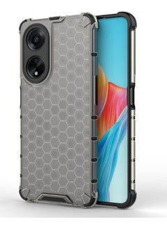 Buy Cover compatible with Oppo A98 5G ,original honeycomb design case with superior shock protection with an elegant appearance - transparent back with black edges (Black) in Egypt