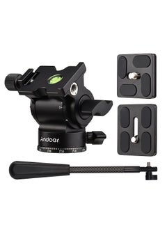 اشتري Andoer Compact Camera Video Fluid Head Pan Tilt Tripod Head Panorama Ballhead Tripod Mount Aluminum Alloy 1/4 Inch Screw 10kg/22lbs Load Capacity with Detachable Handle 2pcs Quick Release Plate في الامارات