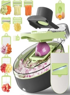 Buy Vegetable Cutter Salad Chopper Adjustable Multifunctional Food Chopper with Container in UAE