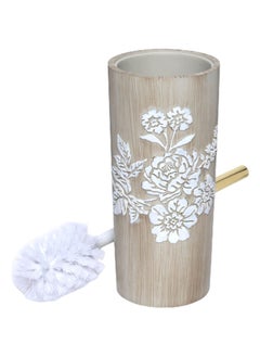 Buy Caspian Toilet Brush with Holder, Light Brown & White in UAE