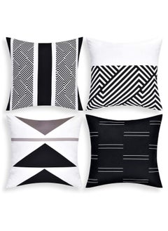 Buy Throw Pillow Covers, Modern Geometric Pillowcase Set of 4 Throw Cushion Cover for Bed Couch Sofa Office Decor, 18 × 18 Inches, Black and White in UAE