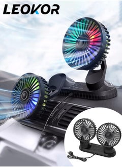 Buy Car Fan Dual-Head,Car Fans Cooling Double Head, Portable Vehicle Mounted USB Fan, 360 Degree Rotation Auto Desk Fan Campervan With 3 Speed Strong Wind For Car Dashboard Home Office in Saudi Arabia