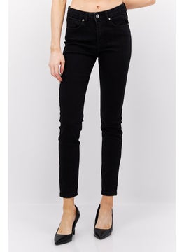 اشتري Women Regular Fit Mid Waist Solid Jeans, Black في الامارات