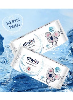 Buy Aiwibi 99.91% Pure Water Baby Wet Wipes Pack of 6 Pouches X 60 Sheets 360 Wipes in UAE