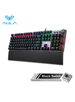 Buy Mechanical Gaming Keyboard NKRO with Wrist Rest RGB Backlit Volume/Lighting Control Knob Fully Programmable 108-Keys Anti-Ghosting Wired Computer Keyboards for Office/Games, Black Switch in Saudi Arabia