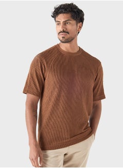 Buy Ribbed Crew Neck T-Shirt in Saudi Arabia