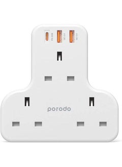 Buy Multi-Port Wall Socket, Dual QC3.0 USB-A Output, 3250 Watts AC Output, 3Pin UK Socket, 20W PD Port, Smart Design, x6 Output - White in UAE