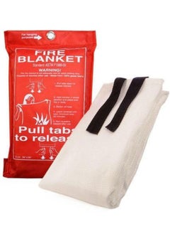 اشتري Fire Blanket Fiberglass Fire Emergency Blanket Suppression Blanket Flame Retardant Blanket Emergency Survival Safety Cover for Kitchen Home House Car Office Warehouse(1.2M X 1.2M Bag Type) في الامارات