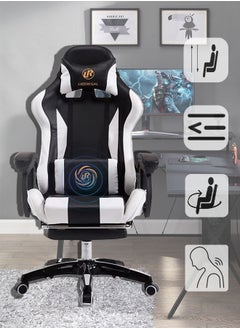 Buy Massage Gaming Chair Ergonomic Office Chair With Massage Lumbar Pillow Reclining High Back Support Height Adjustable Heavy Duty Computer Chair (Black) in Saudi Arabia