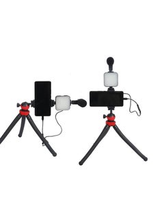 Buy Flexible Octopus Tripod With Light Microphone Bluetooth Remote Control Height Adjustable 360 Degree Rotatable Mount for Camera Camcorder Smartphone in UAE