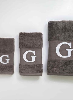 Buy Wave 100% Cotton Towel Set Embroidered Letters 3 Piece in Saudi Arabia