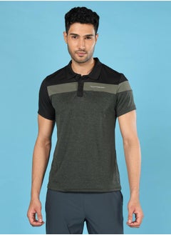 Buy Melange Cut & Sew Panel Slim Fit Polo in Saudi Arabia