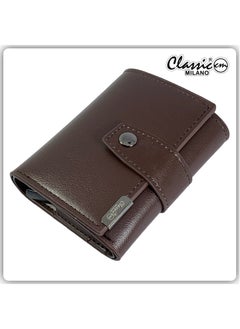 Buy Classic Milano Synthetic Wallet for men; RFID Mens Wallet Automatic Cardholder (Brown) by Milano Leather in UAE