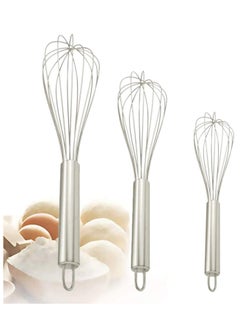 اشتري Stainless Steel, Balloon, Eggs, Milk. Kitchen Utensil for Mixing, whisking and Stirring, Set of 3-8 10 12 inches في الامارات