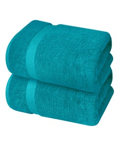 اشتري Premium Teal Bath Sheets – Pack of 2, 90cm x 180cm Large Bath Sheet Towel - 100% Cotton Ultra Soft and Absorbent Oversized Towels for Bathroom, Hotel & Spa Quality Towel by Infinitee Xclusives في الامارات