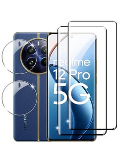 Buy Tempered Glass Compatible with Realme 12 Pro Plus Screen Protector, [2+2 Pack] Tempered Glass Camera Lens Protector & HD 9H Hardness Anti-Scratc Screen Protector in Saudi Arabia