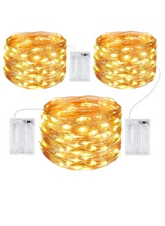 Buy 2-Set Fairy String Lights 10Mtr 33ft 100 LEDs Warm White AA Battery Operated LED Strips for Christmas EID Ramadan Diwali Wedding Birthday Party Home Decoration Single Mode Battery Box Button ON OFF in UAE