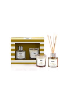 Buy Yubiso Mystic Fragrance Gift Set - 50ml Reed Diffuser with 6pcs natural reeds & 70gm glass candle in UAE