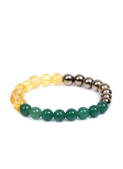 Buy REBUY Citrine Pyrite Green Aventurine Bracelet Crystal Healing Stone Bracelet Jewelry for Men & Women, Color Multi, Bead Size 8 mm in UAE