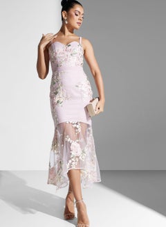 Buy Embroidered Lace Bodycon Dress in Saudi Arabia