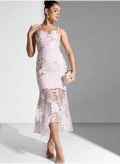 Buy Embroidered Lace Bodycon Dress in Saudi Arabia