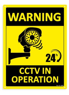 اشتري Warning 24 Hours CCTV in Operation Sign 20x15cm, Reflective Video Surveillance UV Protected Weather Resistant Plastic Sign (1pc) في الامارات