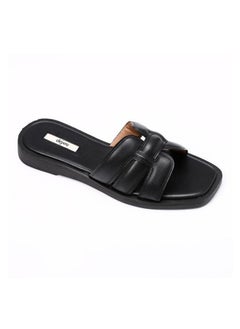 Buy Simple &Amp; Plain Leather Slip On Flat Slippers in Egypt