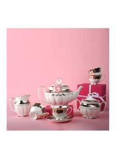 Buy Bangladeshi Oxford Tea Set Cocoa 17 Pieces White * Gold MNKH015 in Egypt