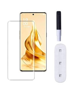 Buy OPPO Reno 8T 5G Screen Protector,Liquid UV Tempered glass film compatible with Fingerprint Sensor HD Transparent Curved UV Screen Guard in Egypt