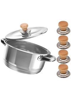 Buy Pot Lid Knobs, Easy Fit Replacement Pan Lid Knobs, Universal Kitchen Cookware Lid Replacement Knobs Casserole Kettle Cover Glass Saucepan Lid Pot Holding Wooden Handle(4pcs) in Saudi Arabia