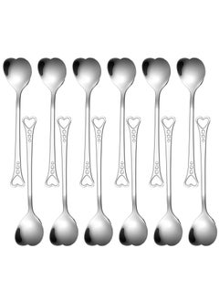 اشتري 12 Pcs Heart Shaped Stainless Steel Tea Spoon Flatware Set 5.7 Inch Coffee Spoon Premium Stainless Steel Coffee Spoons Sugar Spoons Ice Cream Cake Dessert Spoon Stirring Spoon for Home Restaurant في السعودية