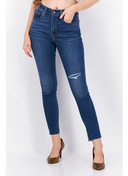 Buy Women Supper Skinny Fit High Waist Stretchable Denim, Blue in UAE