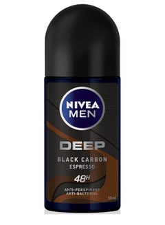 Buy Deodorant Men Roll On Deep Black Carbon With Espresso Scent 50ml in Saudi Arabia