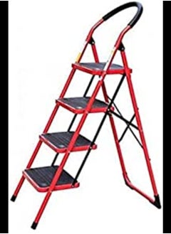 Buy 4 Step Ladder Folding Wide Step Steel Ladder 150kg Capacity, Multi Purpose Portable Step Stool in UAE