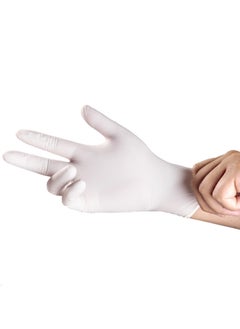 اشتري Nitrile Gloves Disposable Latex Free, Fully Textured, Extra Thick Strong, Food Safe, for Cooking, Tattoo, Painting, Automotive, Mechanics, Large (White) في الامارات