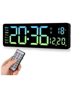 اشتري Digital Wall Clock Large Display, 16.2 Inch Large Wall Clocks, Modern LED Digital Clock with Remote Control for Living Room Decor, Automatic Brightness Dimmer Big Clock with Date Week Temperature في الامارات