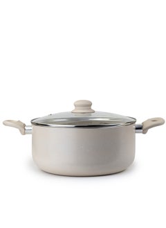 Buy WILSON Oak Casserole with Lid and Marble Coating, Soft Touch Handle, Stew Pot Suitable for Gas, Electric, Induction, and Ceramic Stove Dutch Oven - 26cm – Cream in UAE