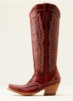 Buy Cowboy Boots For Women Western Embroidered Cowgirl Boots Chunky Heel Wide Tube Boots Pull on Pointy Toe Vintage Boots Red in Saudi Arabia