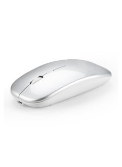 Buy Wireless 2.4G Mouse Ultra-thin Silent Mouse Portable and Sleek Mice Rechargeable Mouse 10m/33ft Wireless Transmission (Silver) in UAE