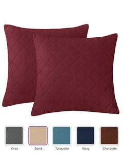 اشتري Decorative Cushion Cover - Size 45X45 Cm Red - 100% Polyester 2 Piece Quilted Furniture Protector Cover for Bedroom Or Living Room Decoration في السعودية