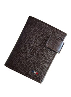 Buy Brown Leather Wallet For Mens, Brown Leather Grain Popper Wallet in UAE