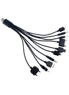 Buy Ntech (10-in-1) Universal USB Charger Cable Nokia Charger Multi-function Charging Sync Cord (For i-Pod/i-Phone/PSP/Camera/Nokia Flip) Old Phone. Black in UAE